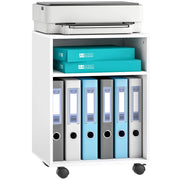 Mobile Porta Stampante con Ruote e Ripiani in Legno ¨C zephmum ¨C Bianco 40x35x55.5 cm