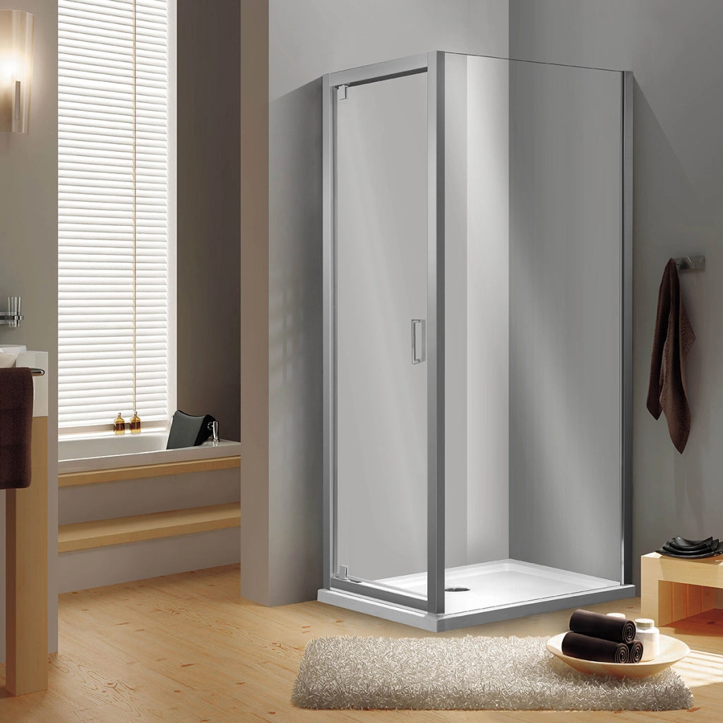 Porta doccia pivotante in cristallo - Linea Essential - 78-82 cm - Apertura 58,5 cm
