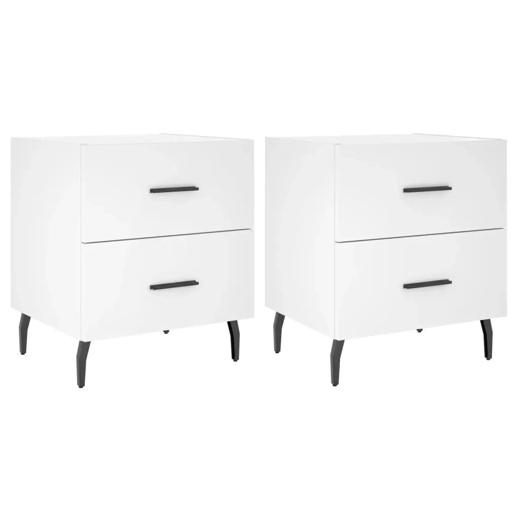 Set di 2 Comodini | Armadio da Notte | Mobiletto da notte Bianchi 40x35x47,5 cm in Legno Multistrato