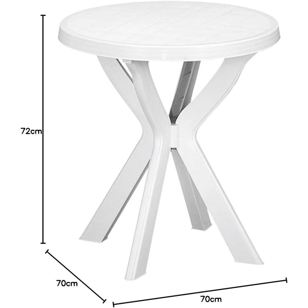 Trade Shop - Tavolo Rotondo Da Giardino Don Bianco Resistente 70xh72cm Arredo Da Esterno 012139 -