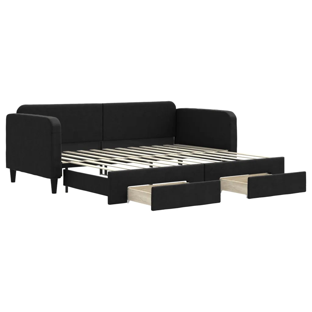 Divano Letto Estraibile con Cassetti Nero 90x200 cm in Tessuto 3196854