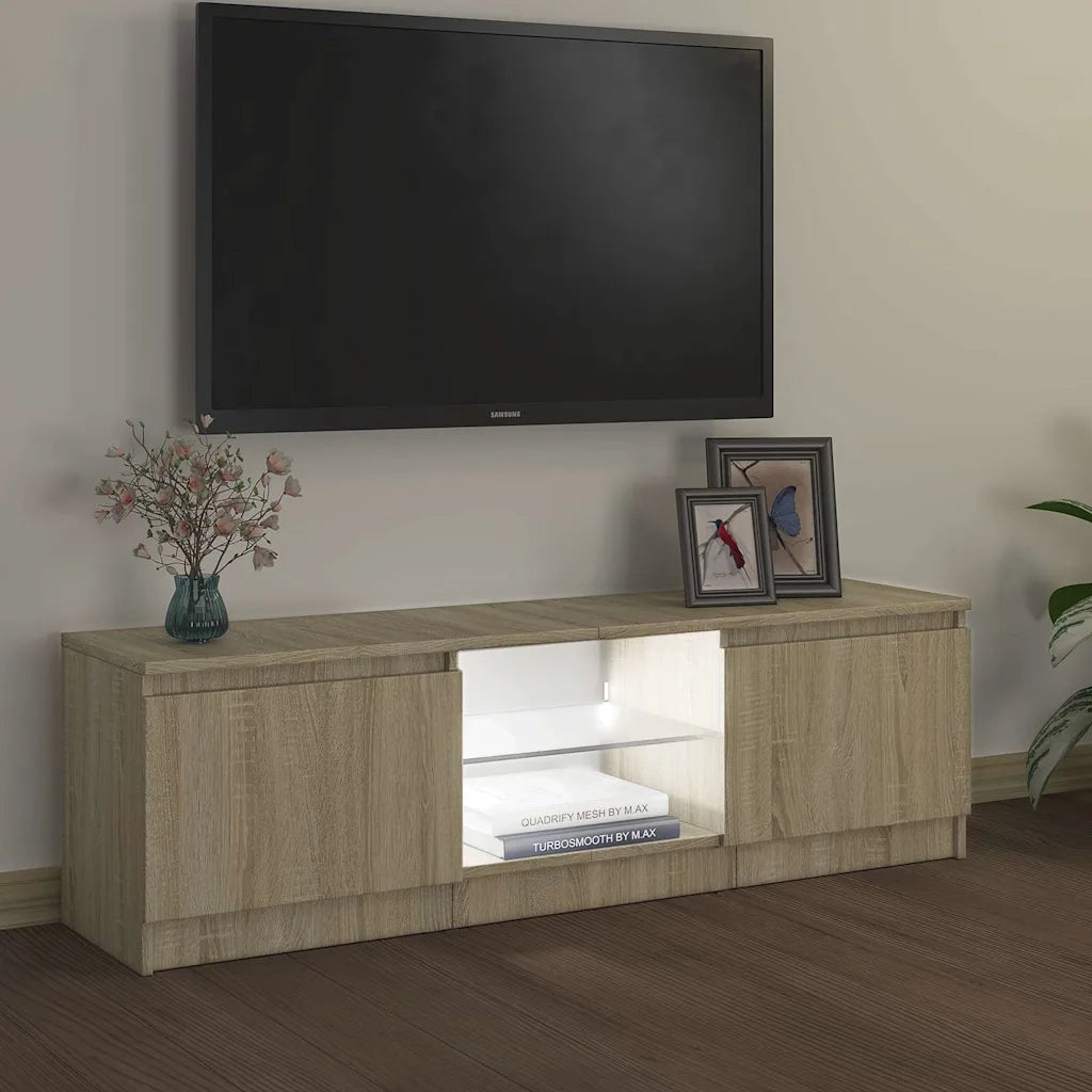 Mobile Porta TV con Luci LED Rovere Sonoma 120x30x35,5 cm cod mxl 13316