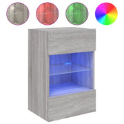 Mobile TV a Parete | Armadietto TV | Mobile Porta TV con Luci LED Grigio Sonoma 40x30x60,5 cm
