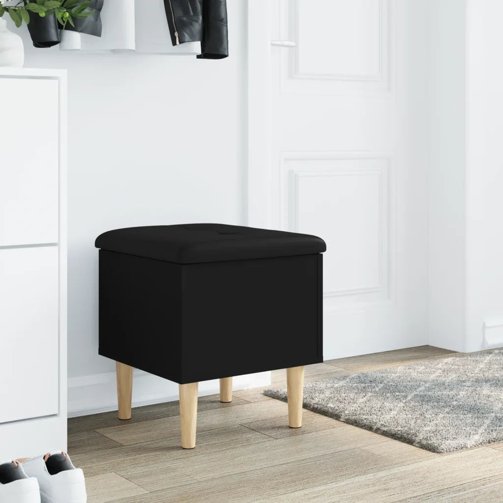 Panca Portaoggetti-Sgabello-Panca con Contenitore Nera 42x42x46 cm in Legno Multistrato