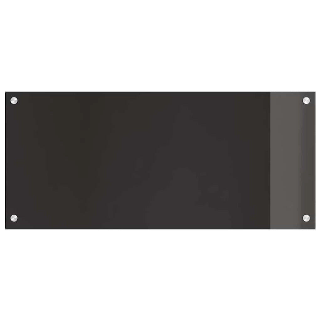 Set di 2 paraschizzi da cucina resistenti al calore dal design moderno 90 x 40 cm in vetro temperato nero 02_0056312