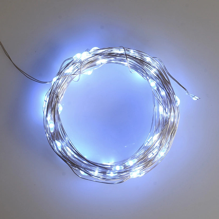 CATENA LUMINOSA SOLARE 100 MICRO LED 10 METRI DI LUCE BIANCA - 8 MODALITA' DI ILLUMINAZIONE E CAVO FLESSIBILE