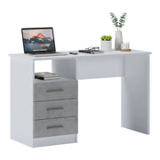 Scrivania Ardauli, Scrittoio multiuso, Tavolo per ufficio porta PC, Piano di lavoro, 120x48h75 cm, Bianco e Cemento