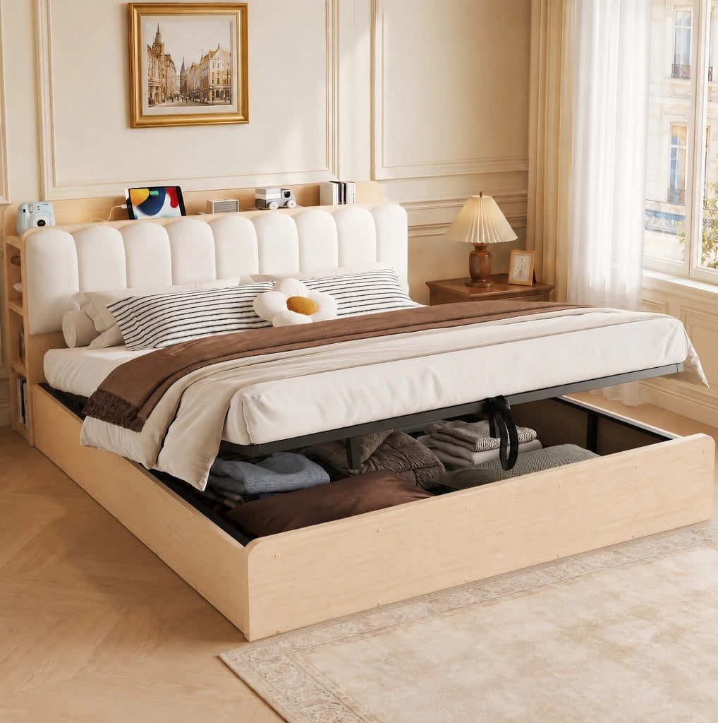 Letto matrimoniale 180x200 con contenitore idraulico e USB