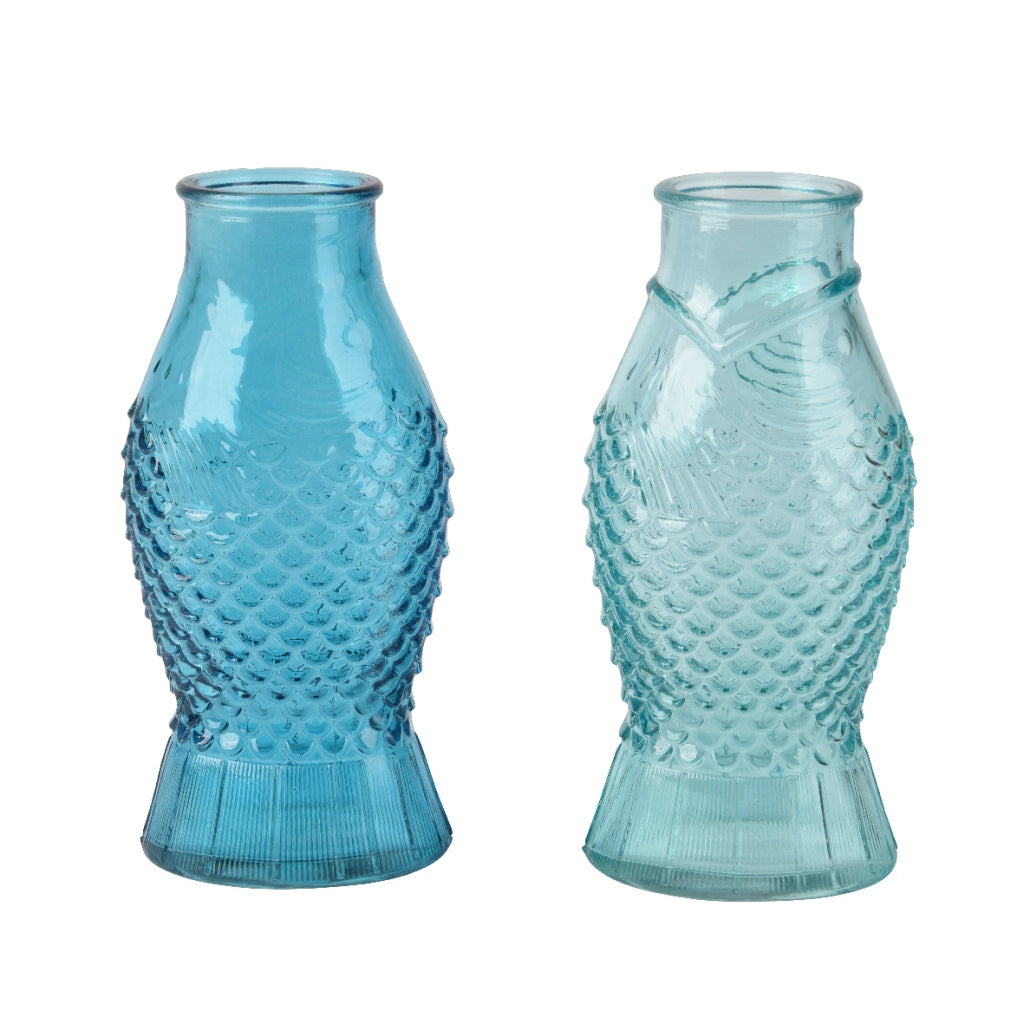 VASO FISH D.8,3X8,3X6,7XH17,8CM IN VETRO 2 COLORI.
