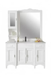 Mobile bagno completo legno shabby bianco 129x61x84 cm - Mobili 2G