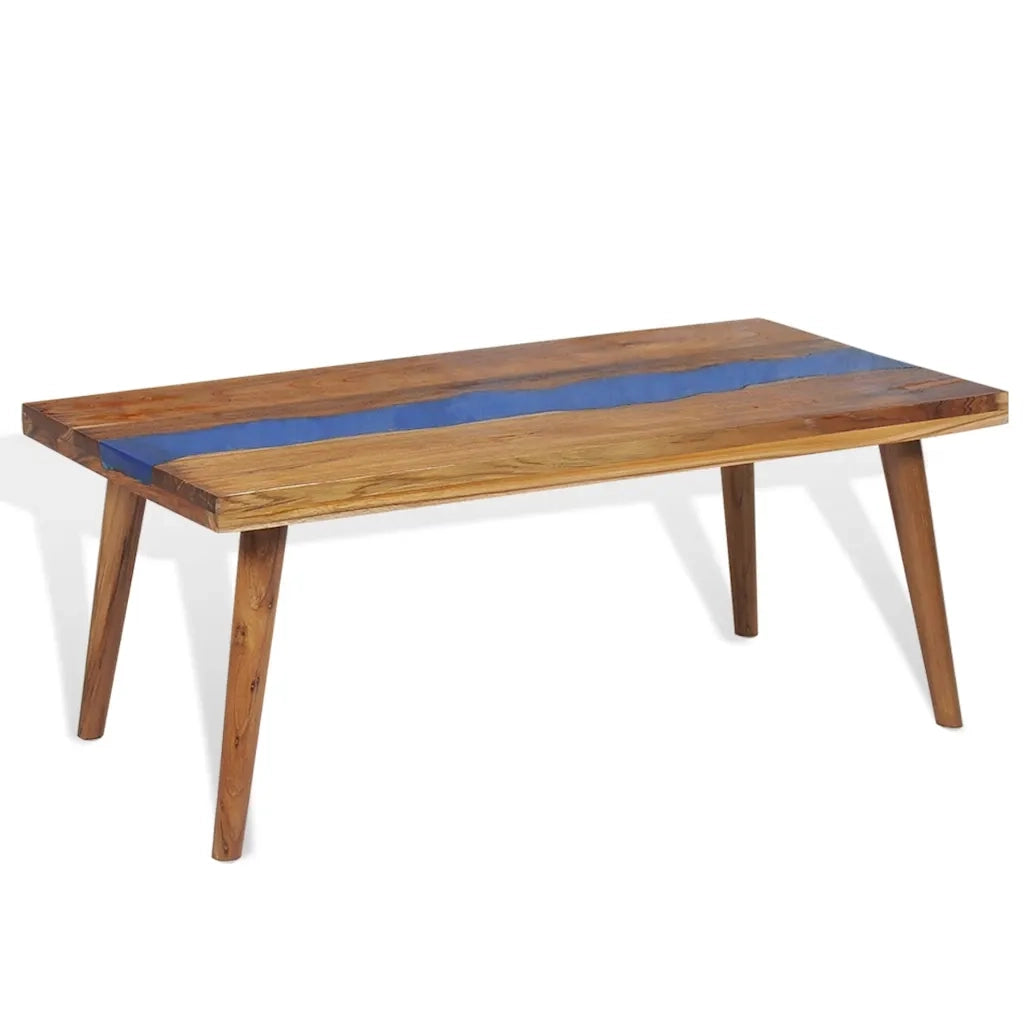 Tavolino da CaffÃ¨ in Legno di Teak e Resina 100x50x40 cm cod mxl 59532