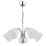 Lampadario TORA cromato 5xE27 con diffusori bianchi