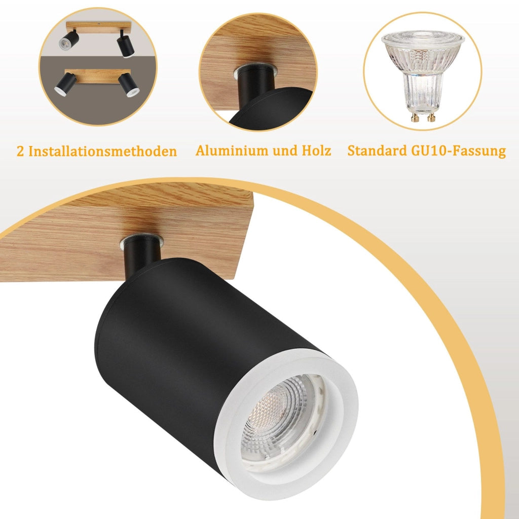ZMH Faretto da soffitto LED 2 fiamme GU10 plafoniera in acrilico orientabile a 350° per soggiorno