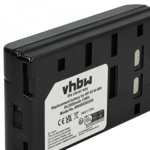 Batteria Videocamera per JVC BN-V65U, BN-V50U, BN-V25U, BN-V22U Sony 6V 2000 mAh