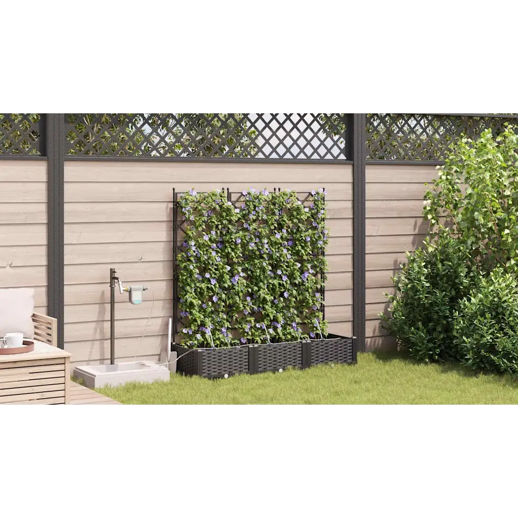 Vaso da giardino 3 pcs Nero Plastica 42002852