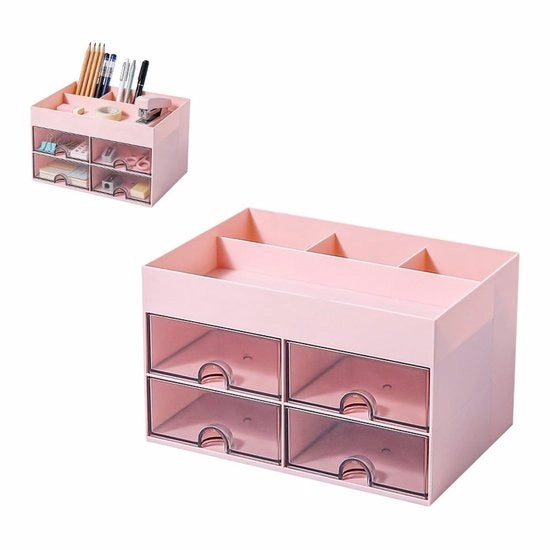 Organizzatore per ufficio multifunzionale con 4 ripiani - 8 cassettoni - plastica - duraturo - adatto per ufficio/scolastico - organizzatore per ufficio