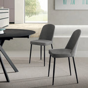 Sedia Tamara da pranzo moderna rivestimento soft-touch grigio chiaro gambe in metallo nero, design elegante 45x52x85 cm - Seduta Design
