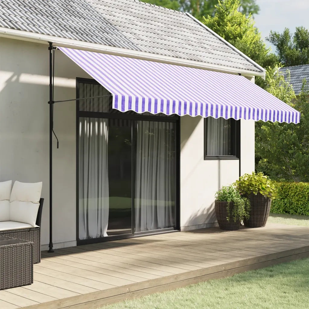 vidaXL Tessuto Ricambio per Mantovana da Tenda Righe Blu e Bianche 4 m