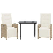 Set da Bistr¨° 3 pz | Set Salotto da Giardino con Cuscini Beige in Polyrattan