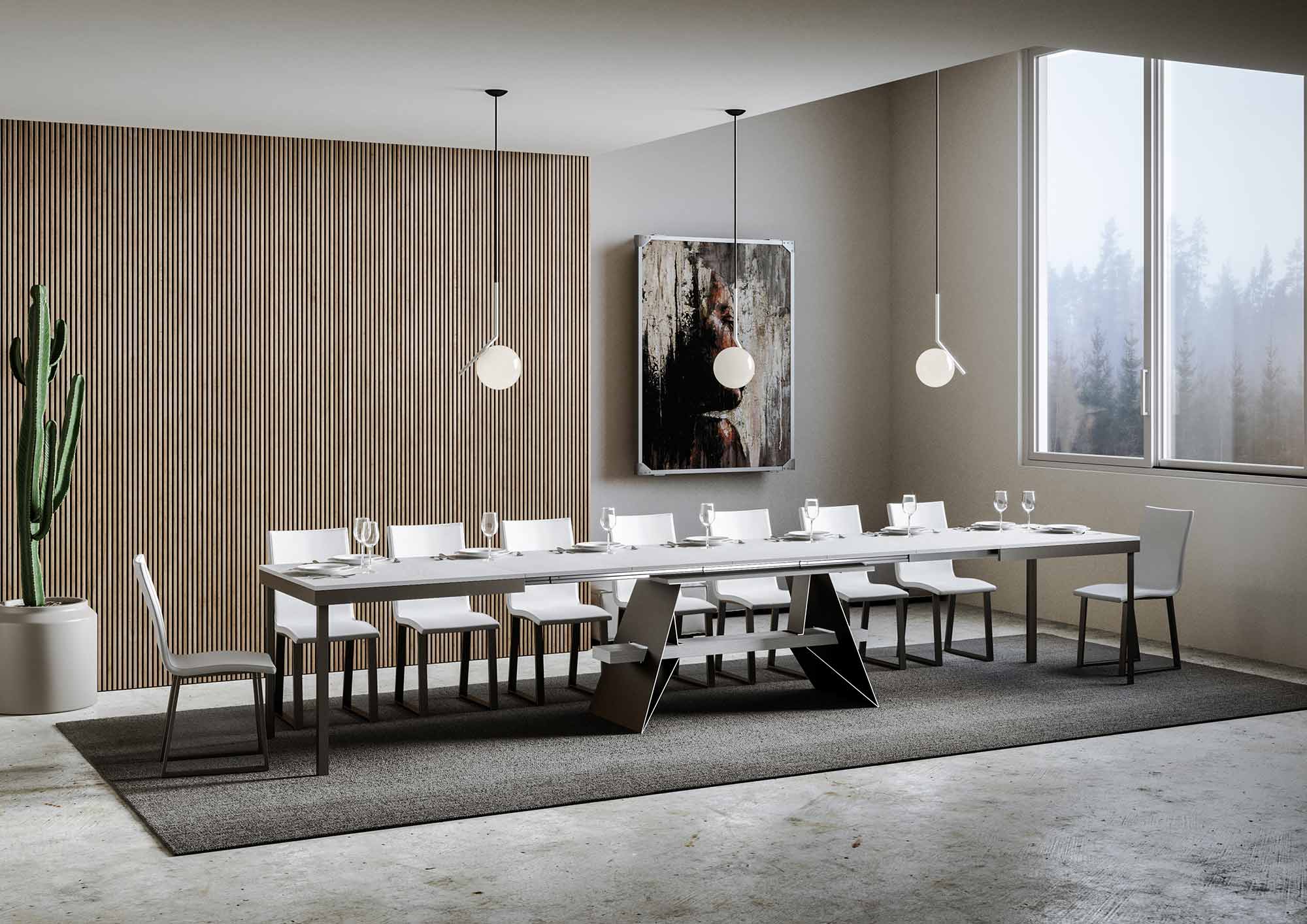 Tavolo Allungabile 160-420x90x77 cm Baita Evolution Bianco Frassino