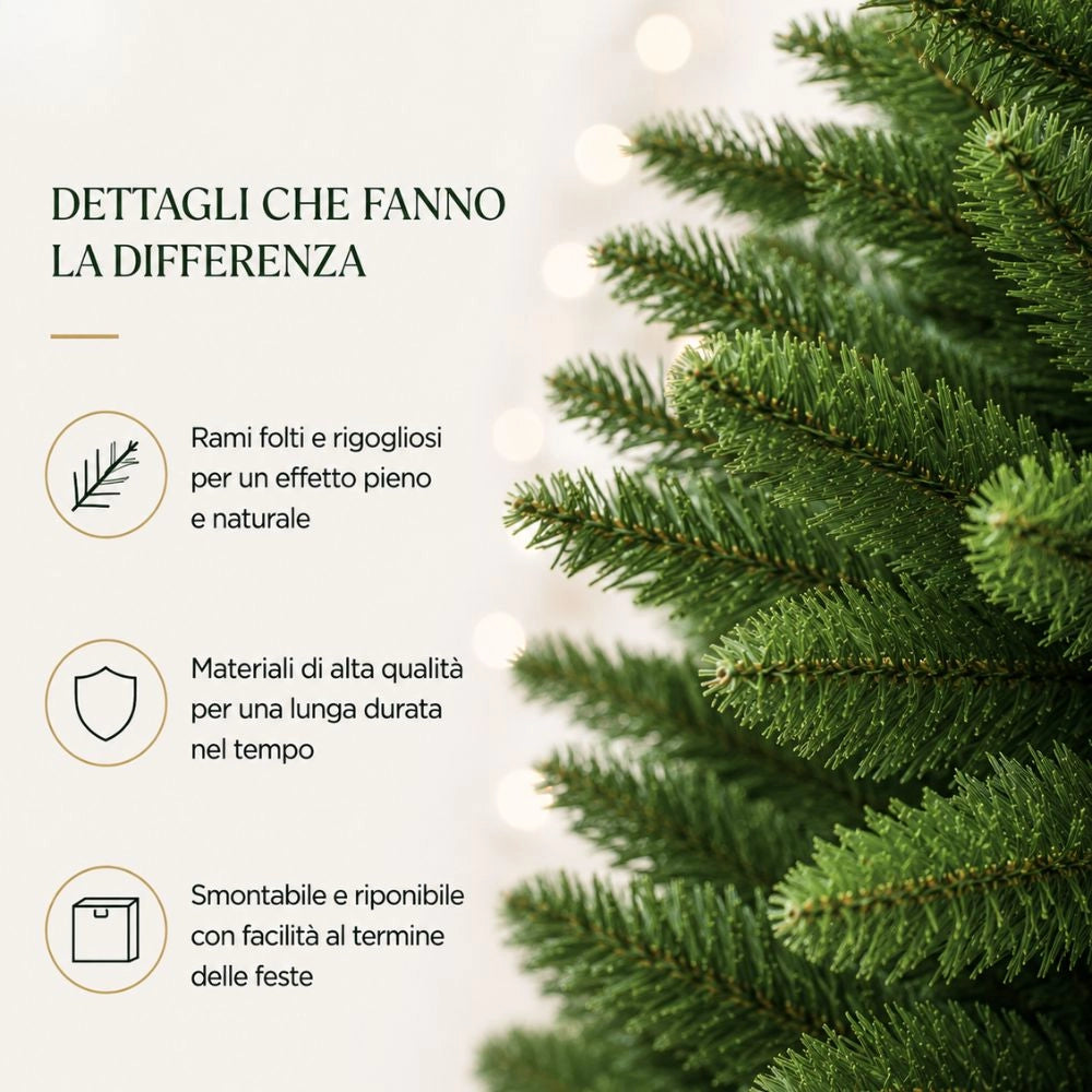 Albero di natale artificiale realistico folto dankan h 180 cm
