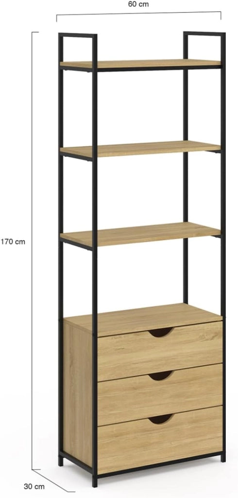 Libreria a 4 livelli con 3 cassetti DETROIT industrial design
