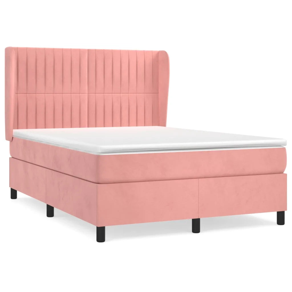Giroletto a Molle con Materasso Rosa 140x200 cm in Velluto
