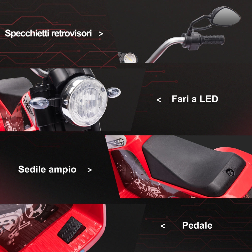 Moto Elettrica per Bambini a 3 Ruote ¨C zephmum ¨C 72x57x56cm Rossa
