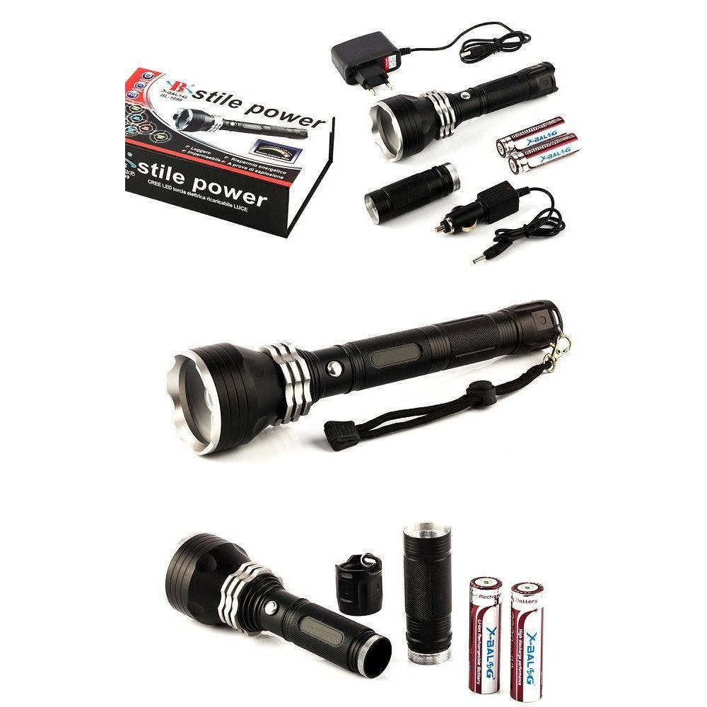 Trade Shop - Torcia Lampada Led Cree T6 Ricaricabile 2000 Lumen 80000 W Con Prolunga Bl-1899 -