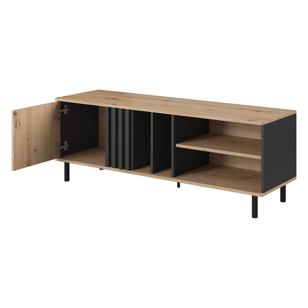 Kali, Mobile Porta tv 2 Ripiani, 138x40x49h cm Marrone Rovere Nodi