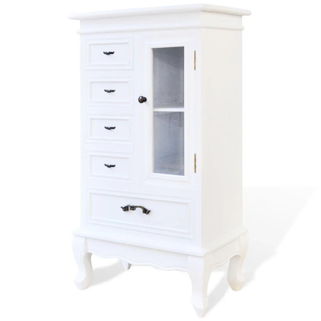 Buffet credenza mobiletto consolle mobile contenitore con 5 cassetti e 2 ripiani bianco 4402197