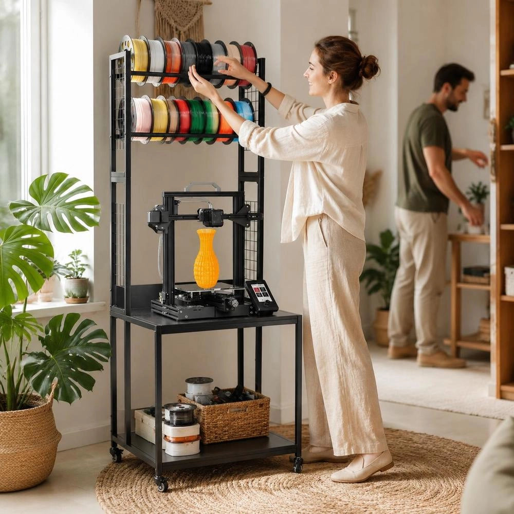 4-tier Mobile Filament Storage Rack, 3D Printer Filament Storage Rack, Filament Spool Holder On Wheels, Organizer Stand For 3D Printing Studio