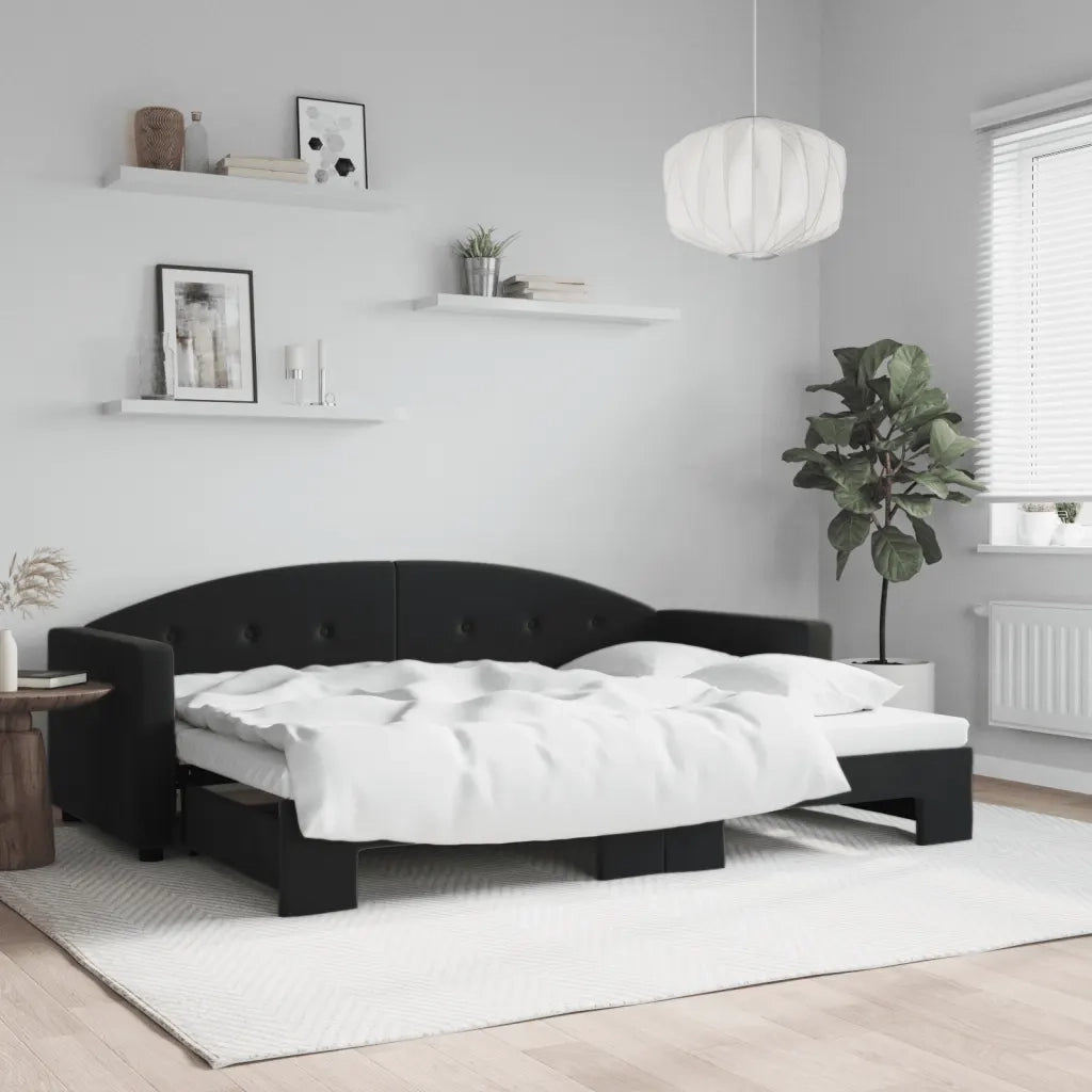Divano Letto con Letto Estraibile Nero 80x200 cm in Velluto 3197298