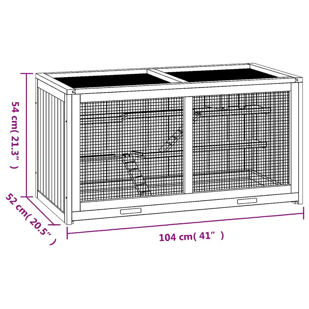 Gabbia per criceti 104x52x54 cm in legno massello di abete 172380