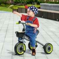 Triciclo per Bambini da 2-5 Anni con Seduta Regolabile e Campanello, 70.5x50x58cm, Nero