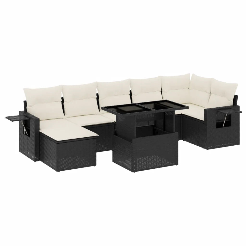 Set Divani da Giardino con Cuscini 8 pz Nero in Polyrattan