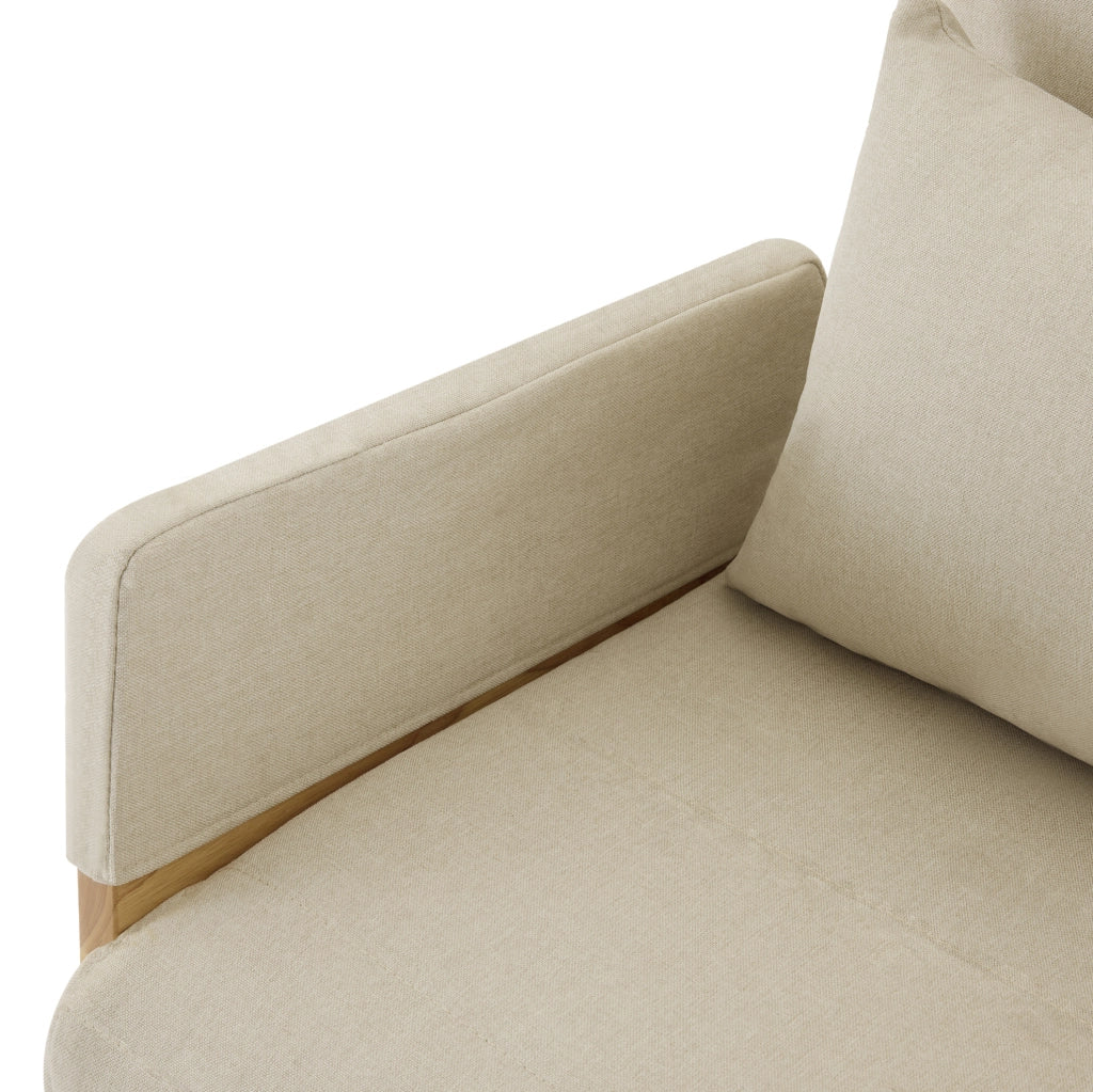 Poltrona letto trasformabile 3 in 1 beige con schienale regolabile e ripiano girevole