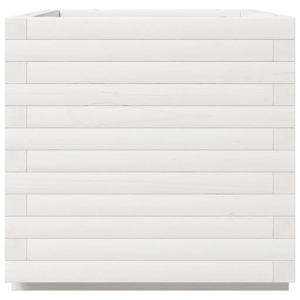 Fioriera da Giardino Bianca 50x50x49,5cm Legno Massello di Pino 3282515