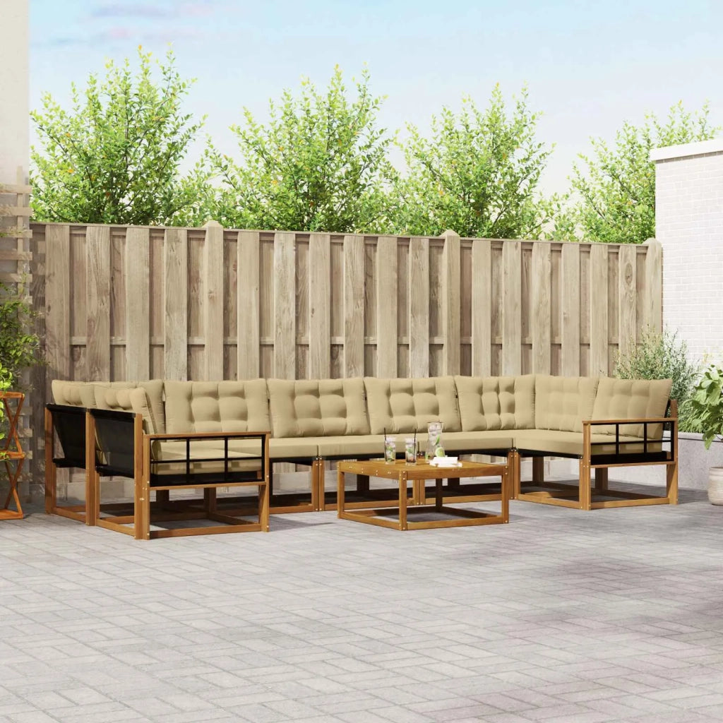 Set di divani da esterno con cuscino 8 pcs Naturale e Beige 3369296