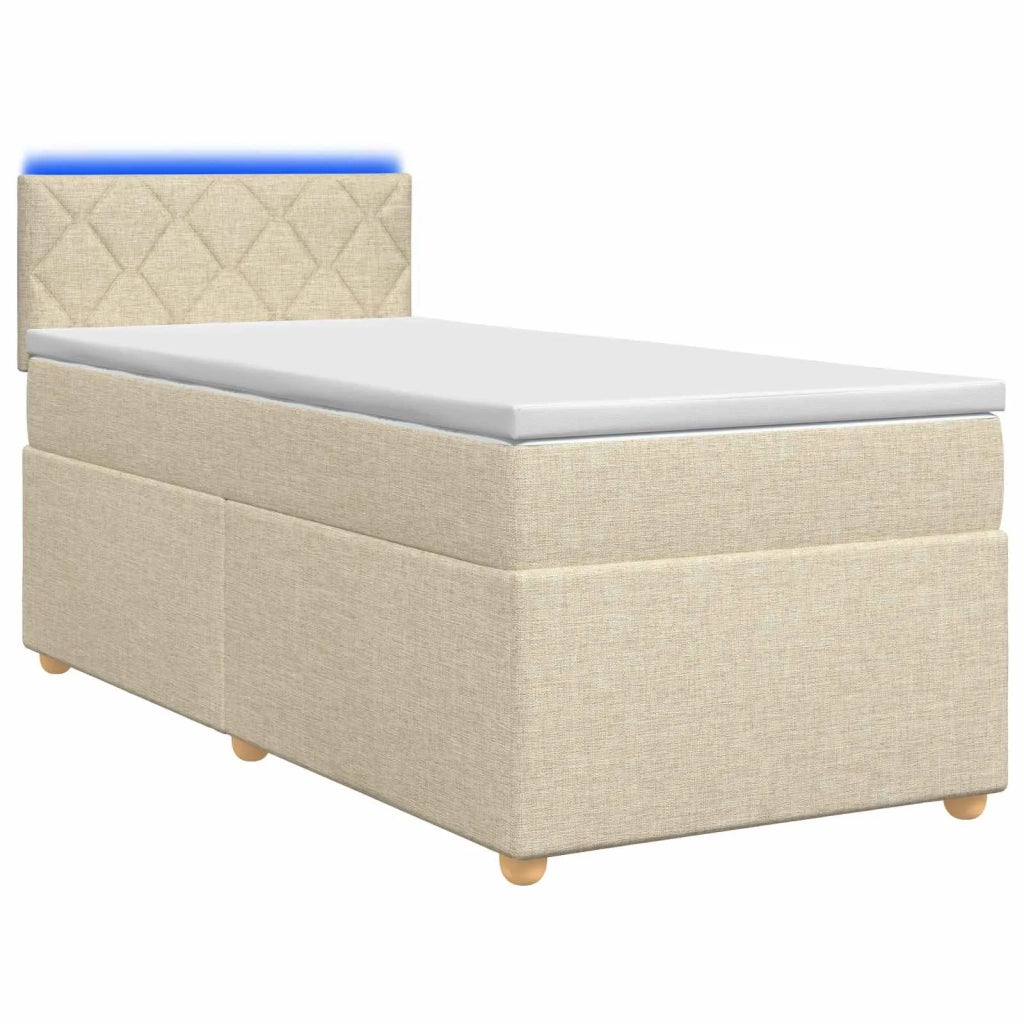 Letto box spring con materasso Crema 100 x 200 cm Tessuto 3452364