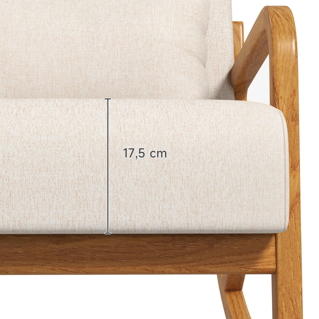 Sedia a dondolo stile retro ¨C Xylo ¨C legno gomma beige marrone 64,5x92x81,5 cm