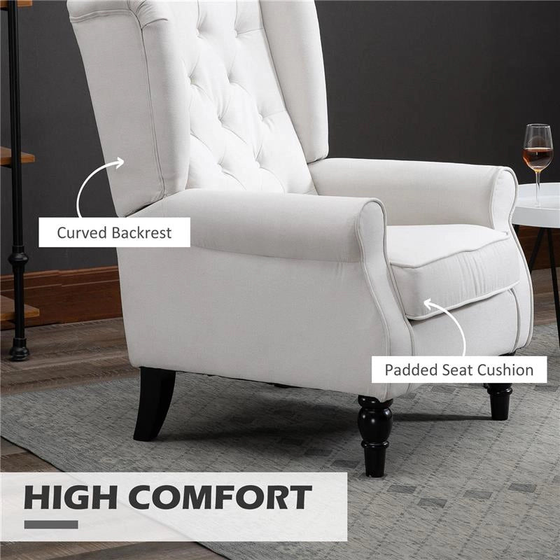 POLTRONA DA SALOTTO IMBOTTITA IN TESSUTO CON SCHIENALE TRAPUNTATO, 74X86X102CM, BIANCO CREMA
