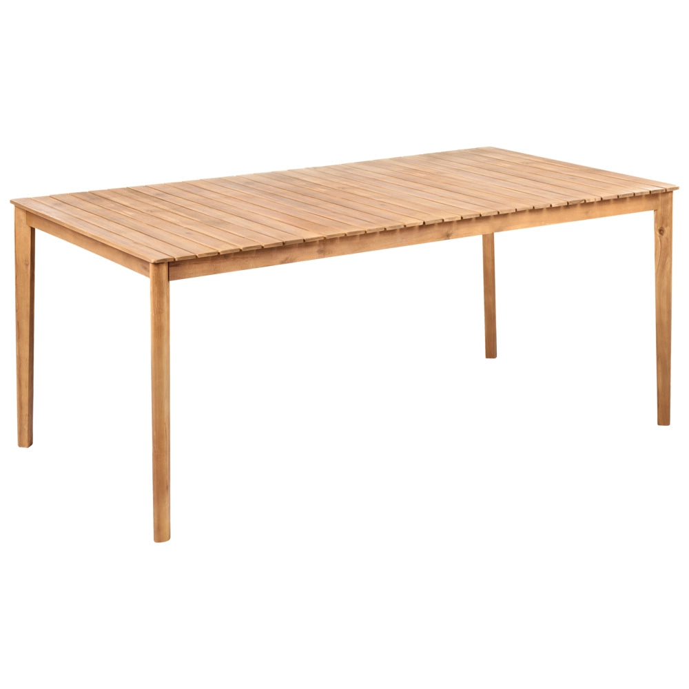 Set da pranzo da giardino con 6 sedie e tavolo marrone chiaro in legno di acacia con piano rettangolare in stile rustico da esterno