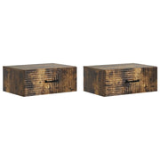Mobiletto da notte a muro 2 pcs Rovere Fumo 49 x 34,5 x 20 cm
