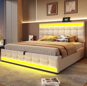 Letto imbottito 180x200 cm con LED e USB