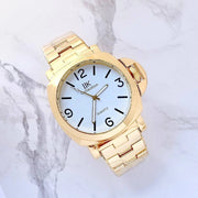 Trade Shop - Orologio Da Polso Ik Collection Uomo Analogico Quarzo Grande Oro Fondo Bianco -