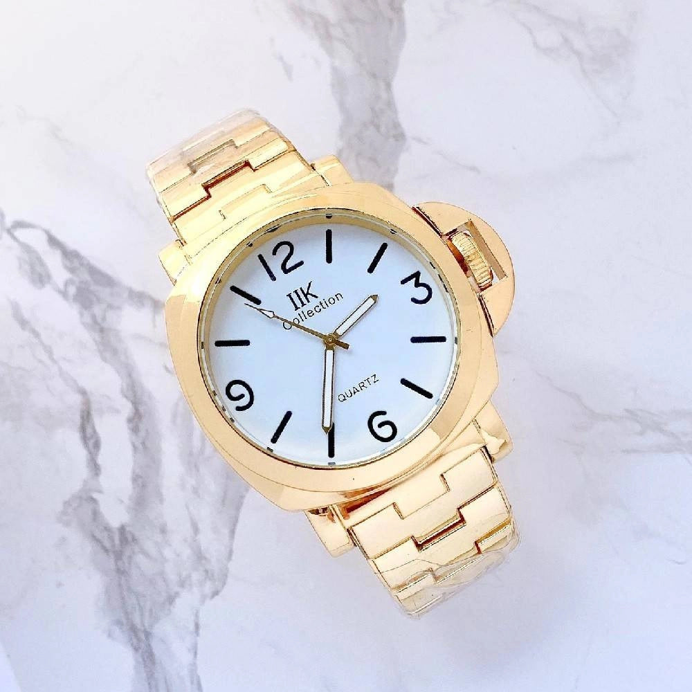 Trade Shop - Orologio Da Polso Ik Collection Uomo Analogico Quarzo Grande Oro Fondo Bianco -