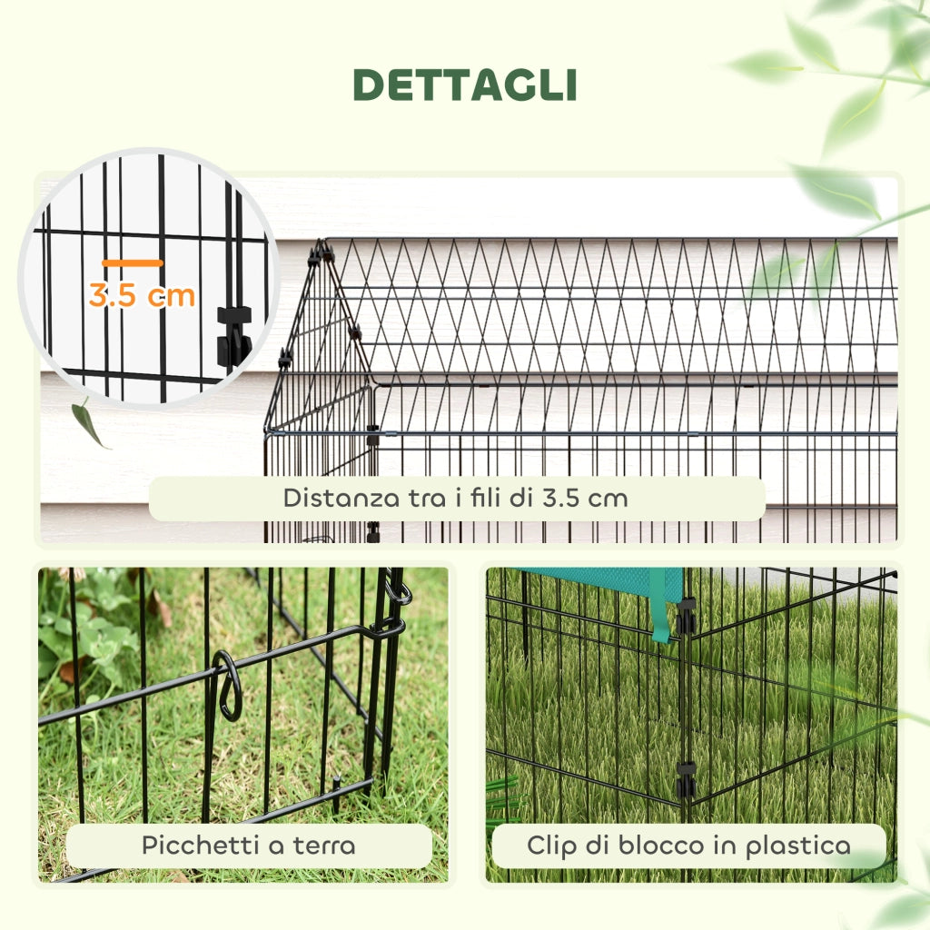 Gabbia per Conigli da Esterno e Interno a Casetta con Tettuccio, 185x75x75 cm, Verde