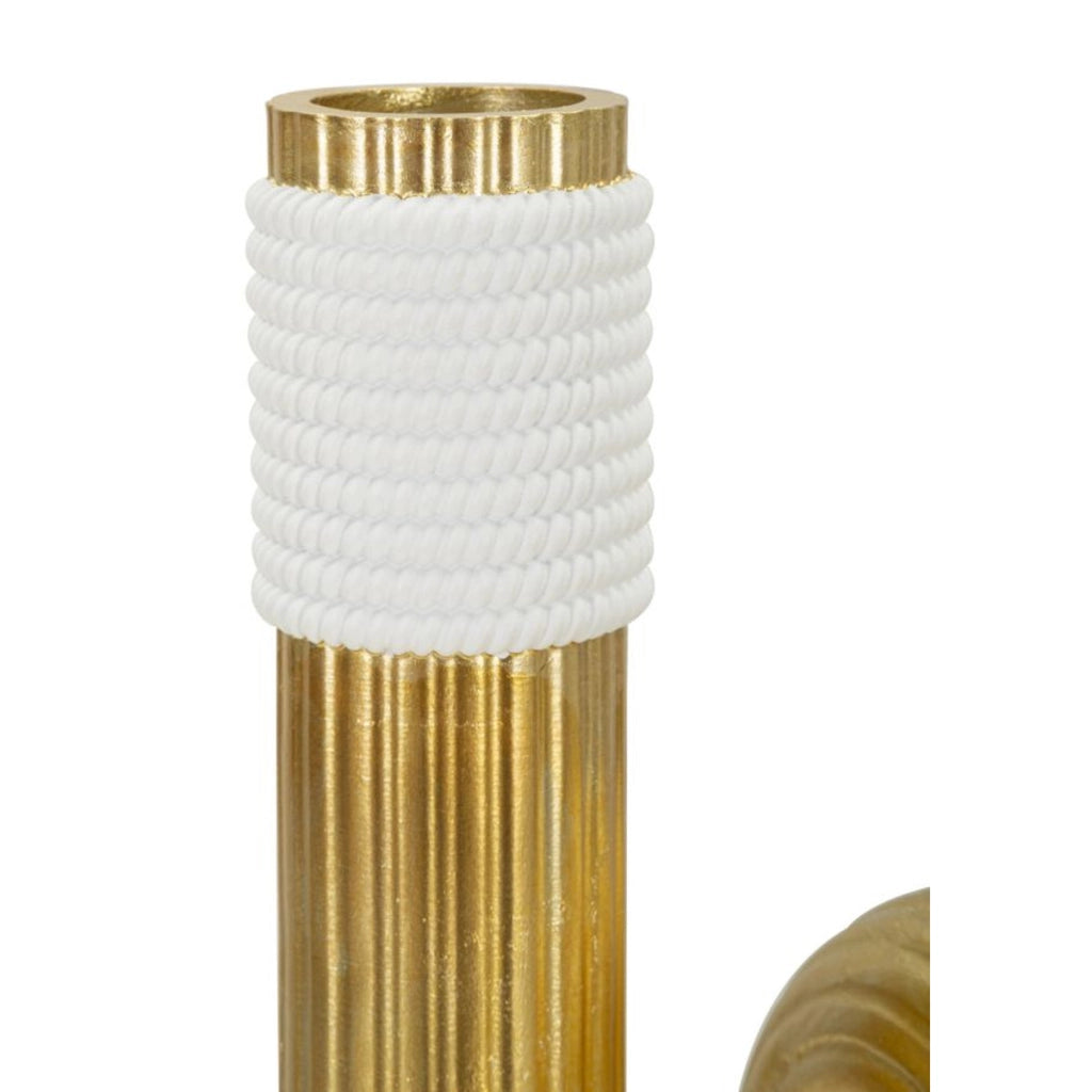 Vaso Bann Big bianco e oro in resina 14,5x25 cm