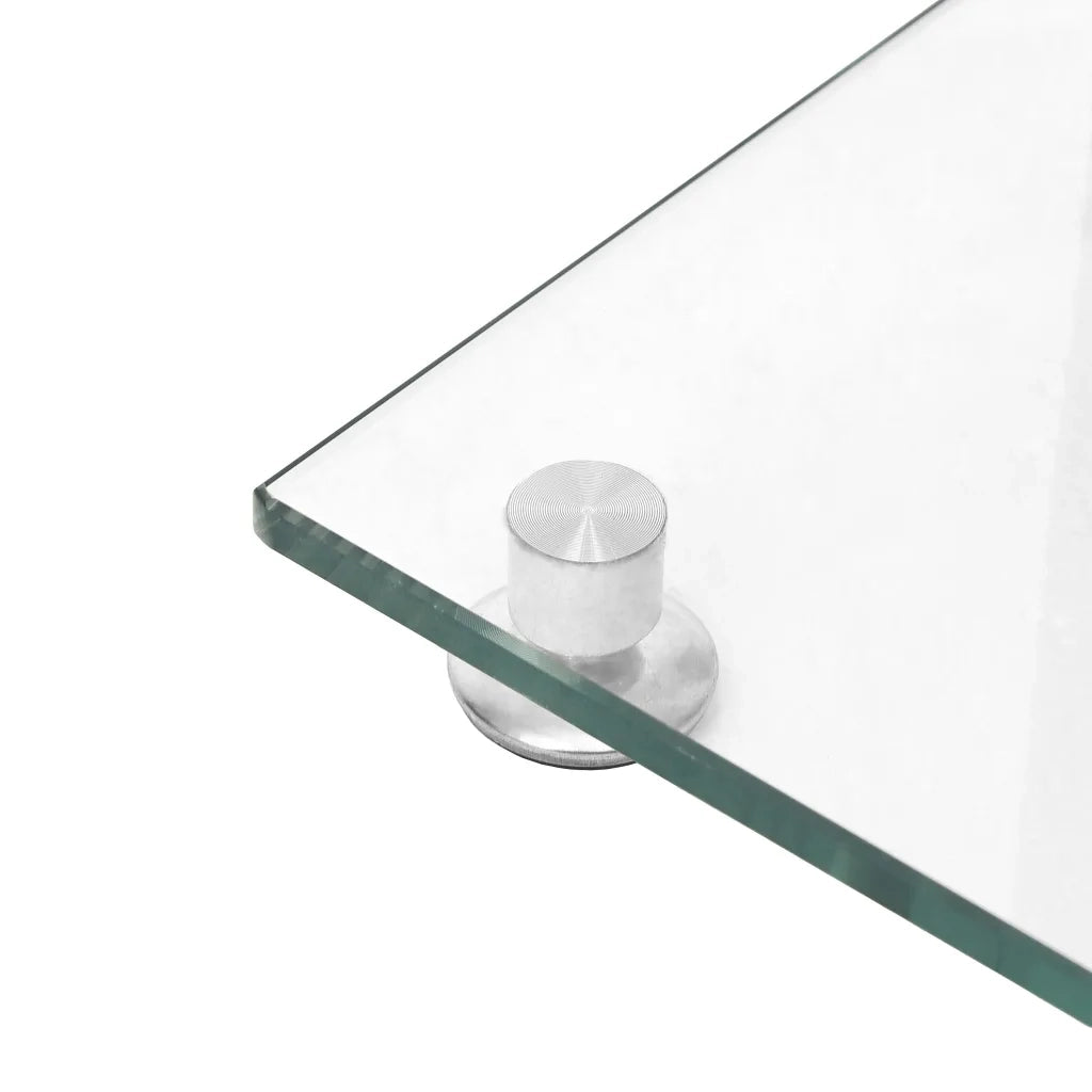 Pedane Casse 2 pz Argento Vetro Temperato Design a 3 Pilastri CFW2072321